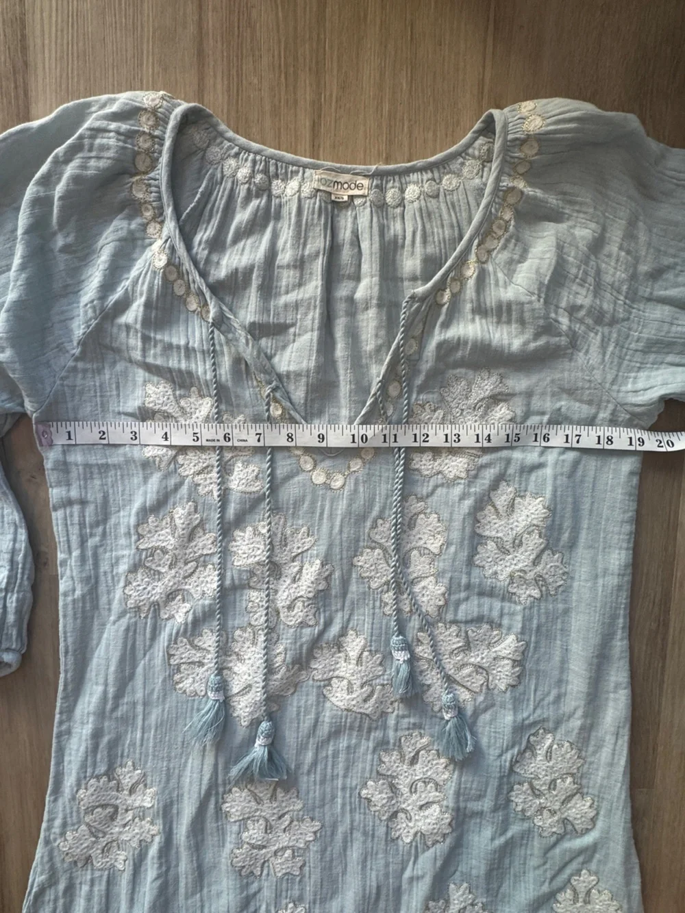 Ibiza Mode Kaftan Leaf Pale Blue sz XS/S